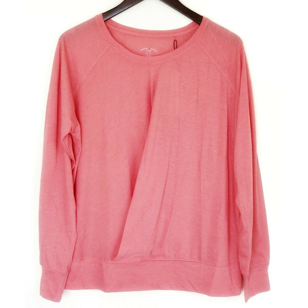 DANIEL BUCHLER long sleeve metallic pullover lounge top peach tee Size Large NEW